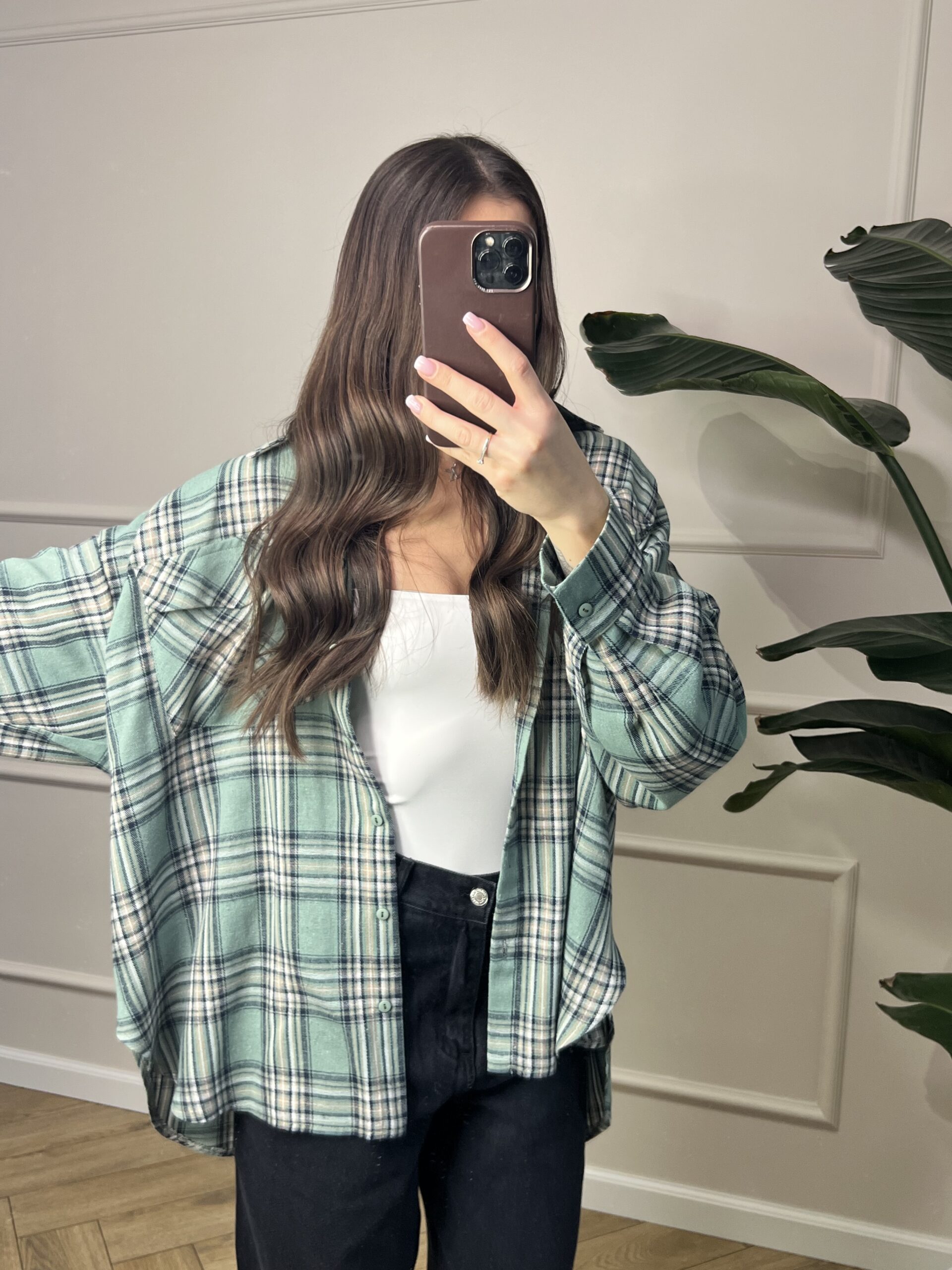 Koszula w kratę miętowa - obrazek 3